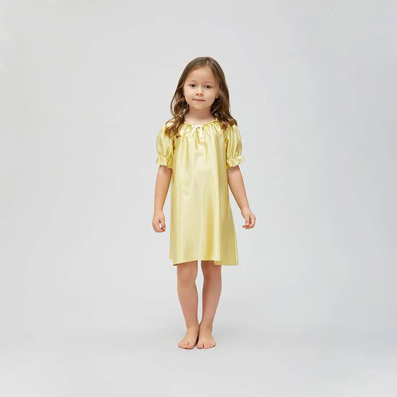 Girls Silk Nightgown 100% Mulberry Summer Kids Silk Nightwear