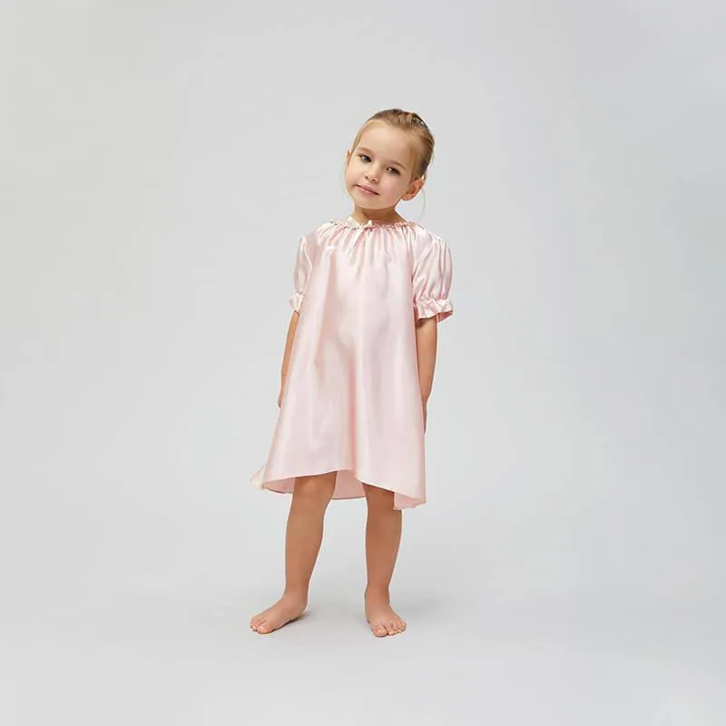 Girls Silk Nightgown 100% Mulberry Summer Kids Silk Nightwear