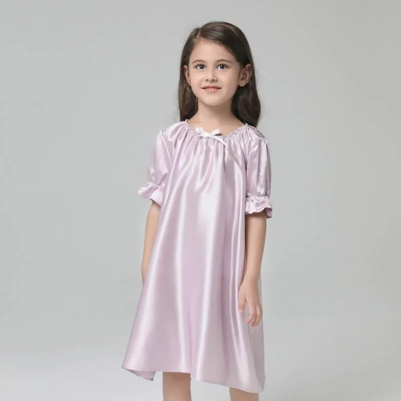 Girls Silk Nightgown 100% Mulberry Summer Kids Silk Nightwear