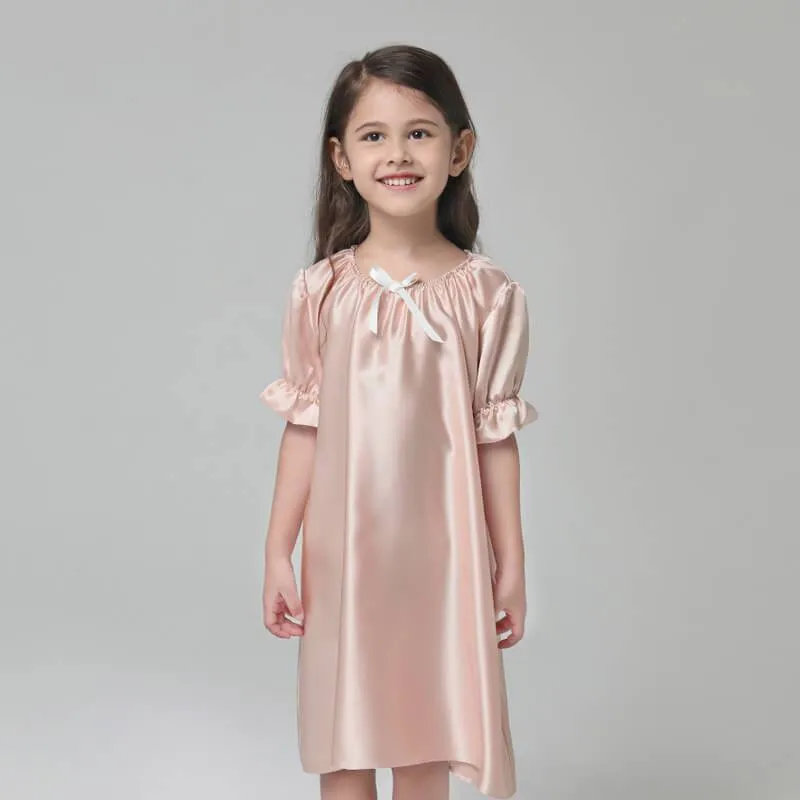 Girls Silk Nightgown 100% Mulberry Summer Kids Silk Nightwear