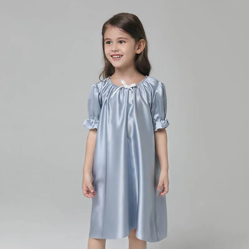 Girls Silk Nightgown 100% Mulberry Summer Kids Silk Nightwear