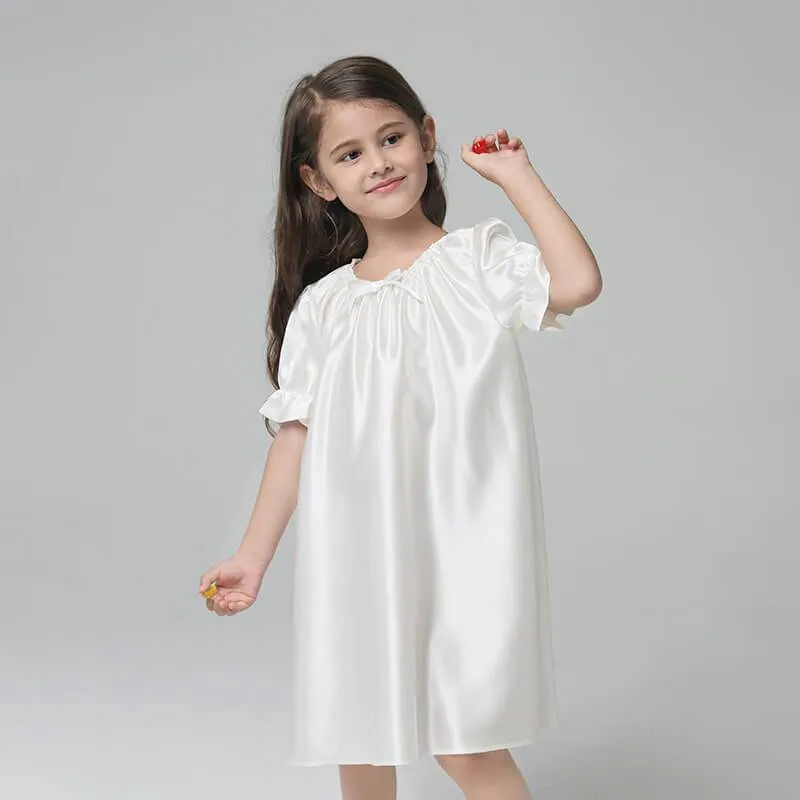 Girls Silk Nightgown 100% Mulberry Summer Kids Silk Nightwear