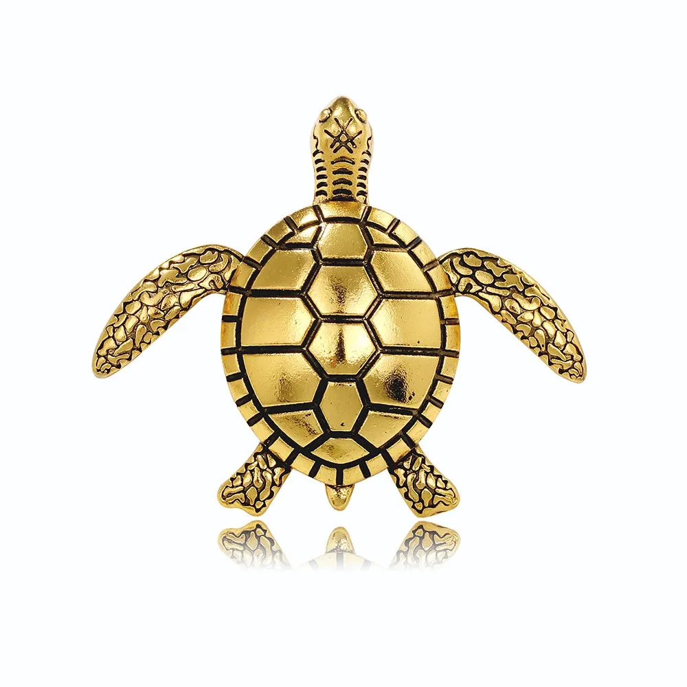 Gold Silver Colour Metal Turtle Brooches Pin Backing For 4.6cm Sea Turtle Animal Party Casual Gifts