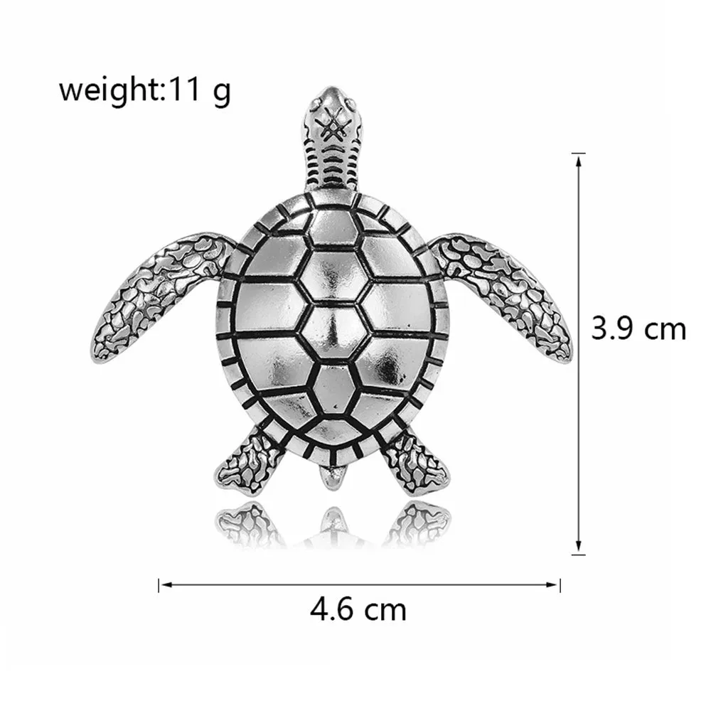 Gold Silver Colour Metal Turtle Brooches Pin Backing For 4.6cm Sea Turtle Animal Party Casual Gifts