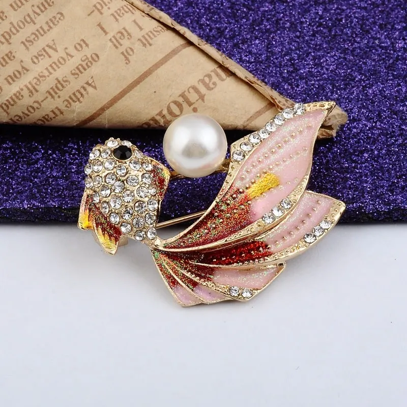 GoldFish Rhinestone Brooch