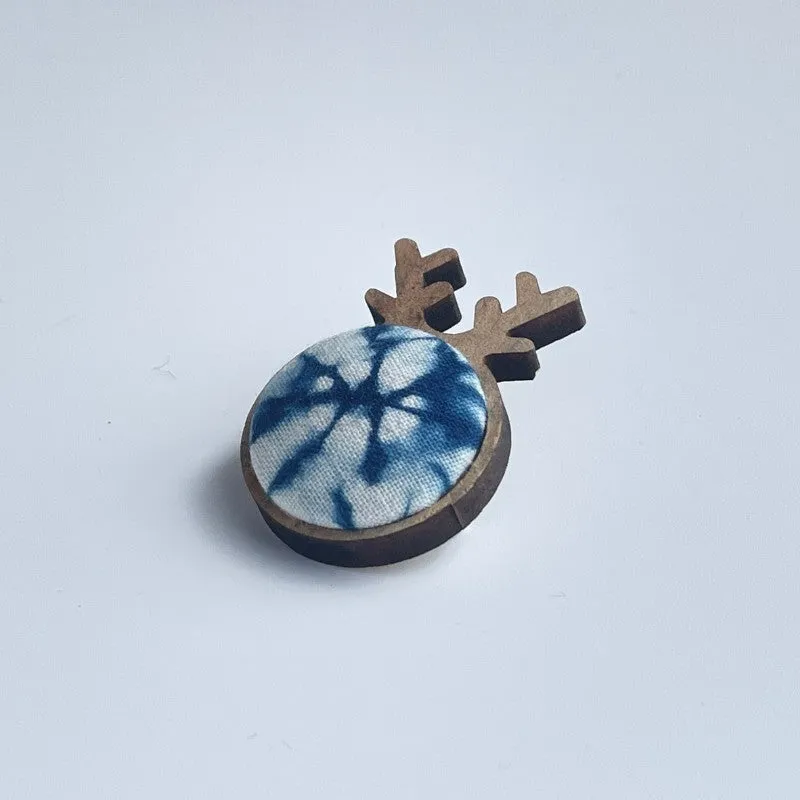 Handmade Miao Batik Wooden Brooch