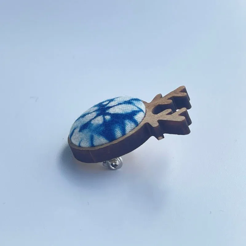 Handmade Miao Batik Wooden Brooch