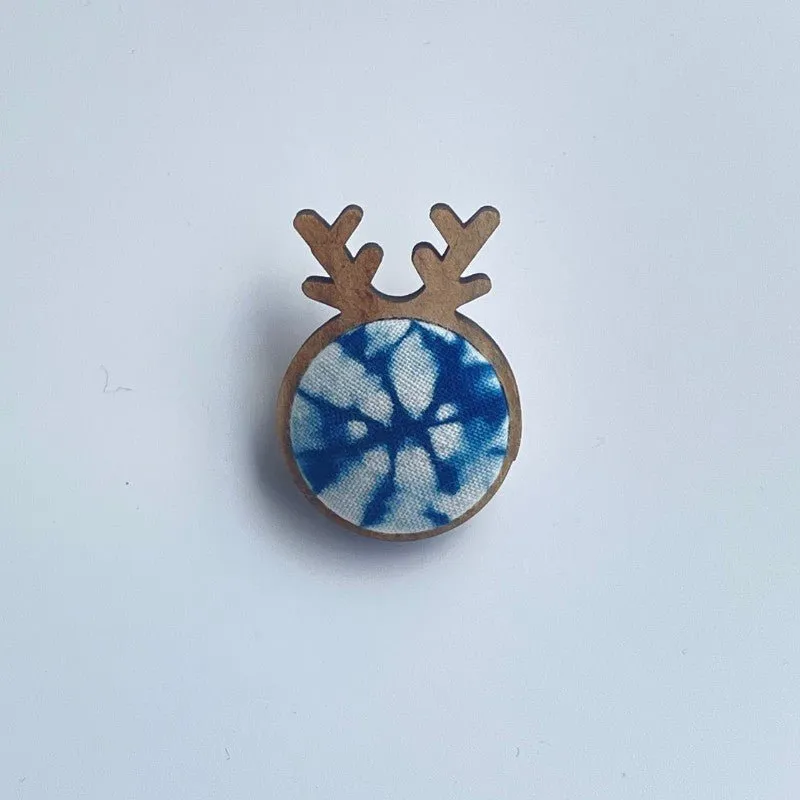 Handmade Miao Batik Wooden Brooch