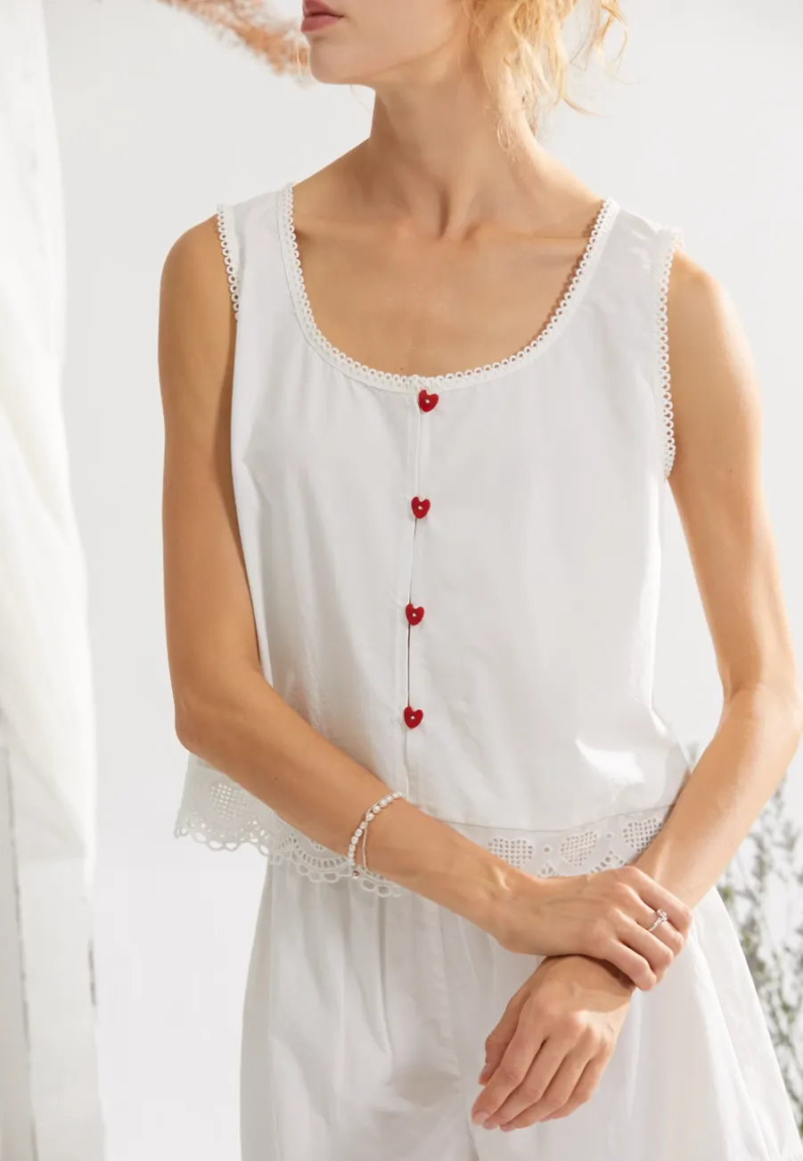 Heart Button Cotton Silk Set