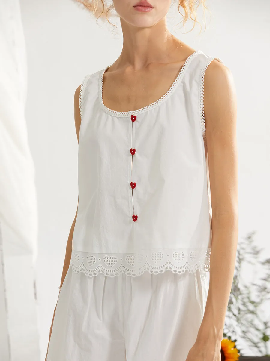 Heart Button Cotton Silk Set