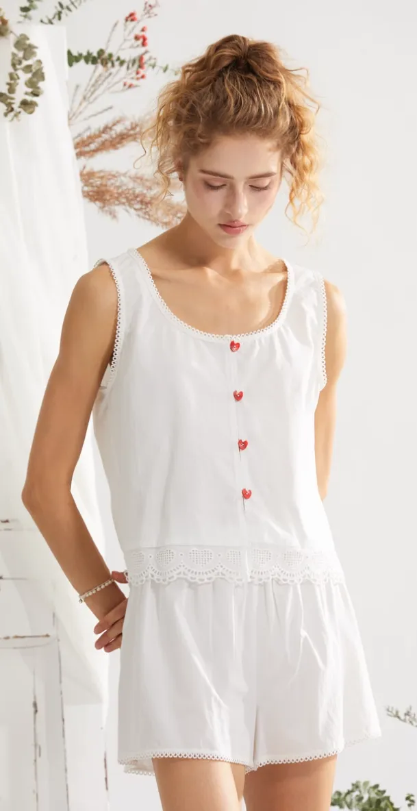 Heart Button Cotton Silk Set