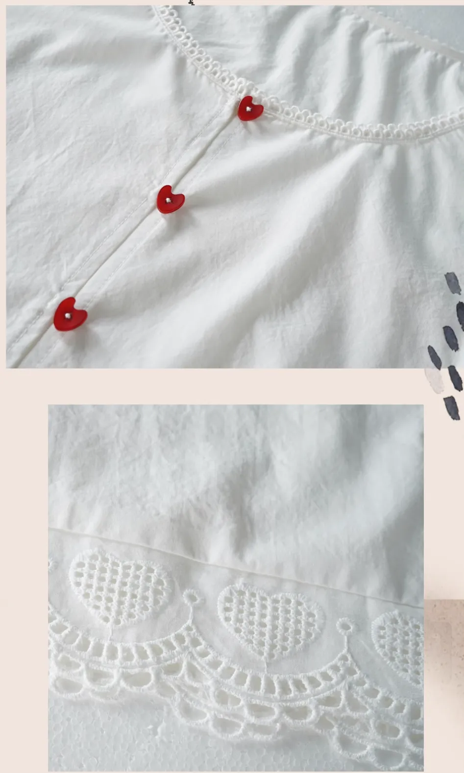 Heart Button Cotton Silk Set
