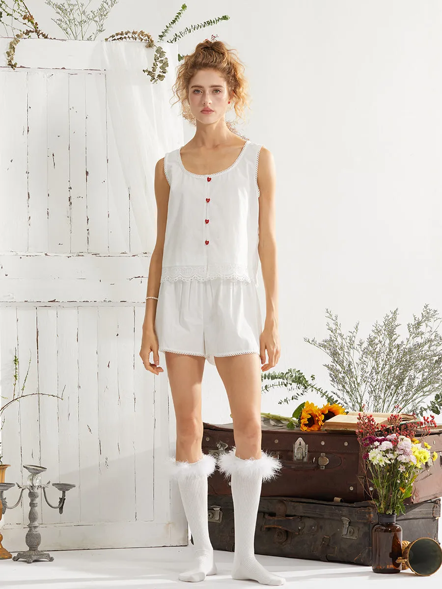 Heart Button Cotton Silk Set