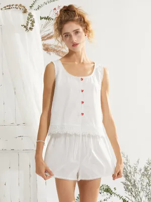 Heart Button Cotton Silk Set