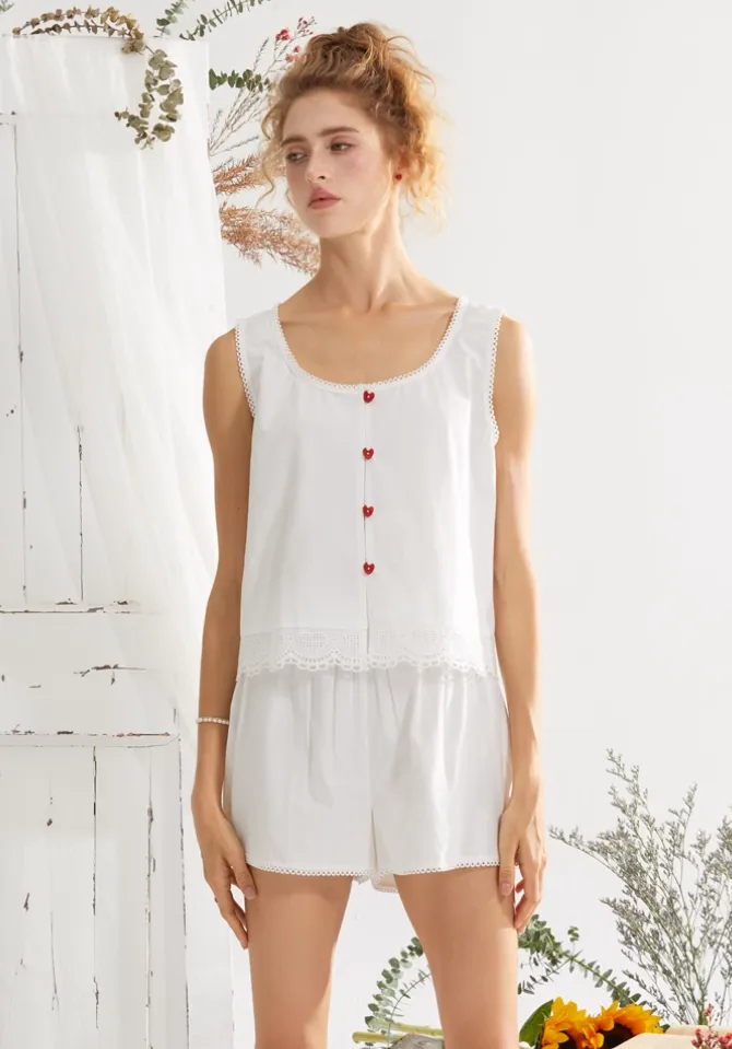 Heart Button Cotton Silk Set