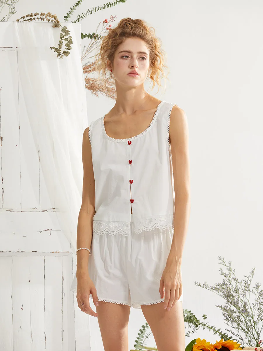 Heart Button Cotton Silk Set