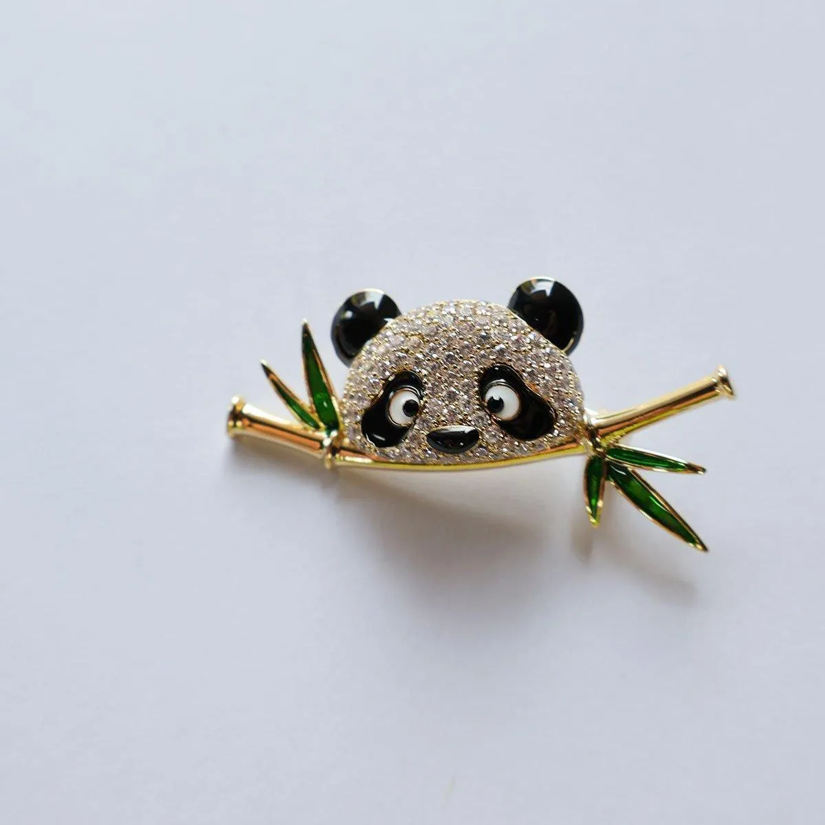High-End Cute Panda Brooch Bamboo Animal Pin Chinese Style Corsage for Men Women