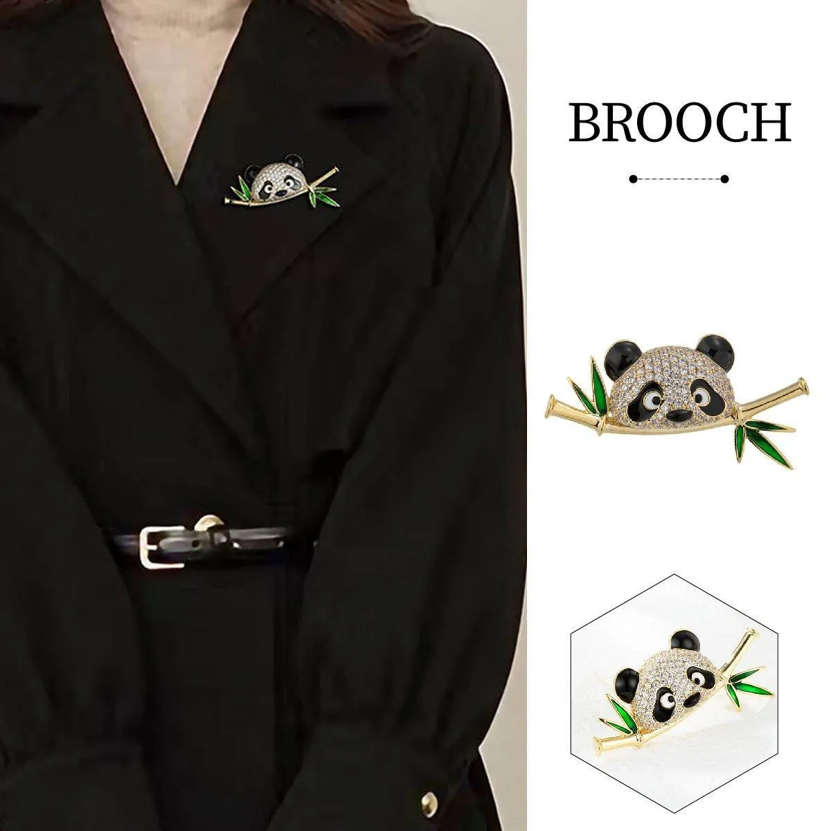 High-End Cute Panda Brooch Bamboo Animal Pin Chinese Style Corsage for Men Women