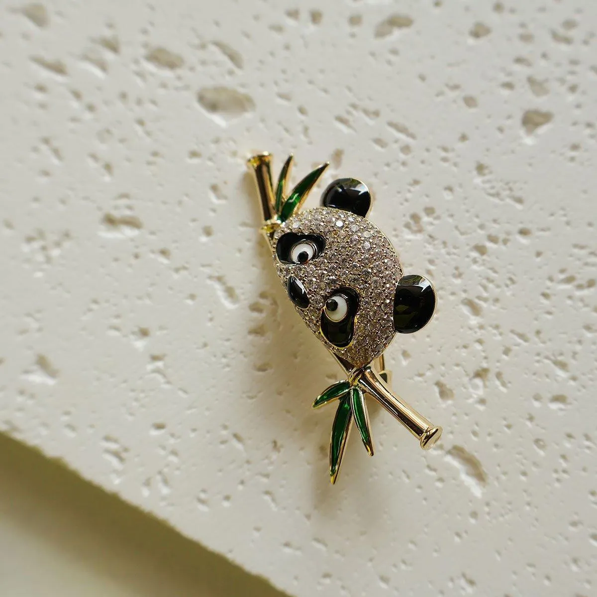 High-End Cute Panda Brooch Bamboo Animal Pin Chinese Style Corsage for Men Women