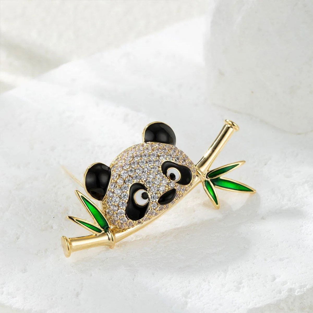 High-End Cute Panda Brooch Bamboo Animal Pin Chinese Style Corsage for Men Women