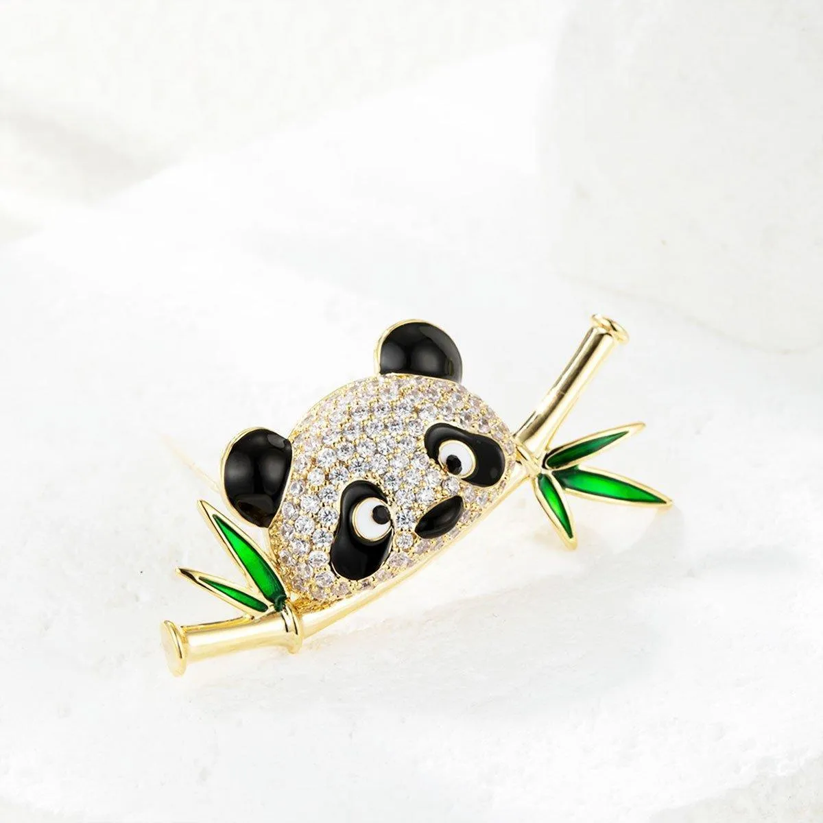 High-End Cute Panda Brooch Bamboo Animal Pin Chinese Style Corsage for Men Women