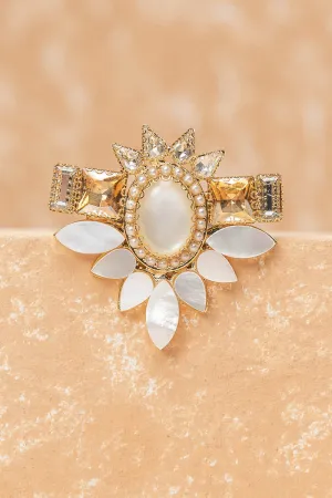 Ivory Stone Mother Of Pearl Brooch