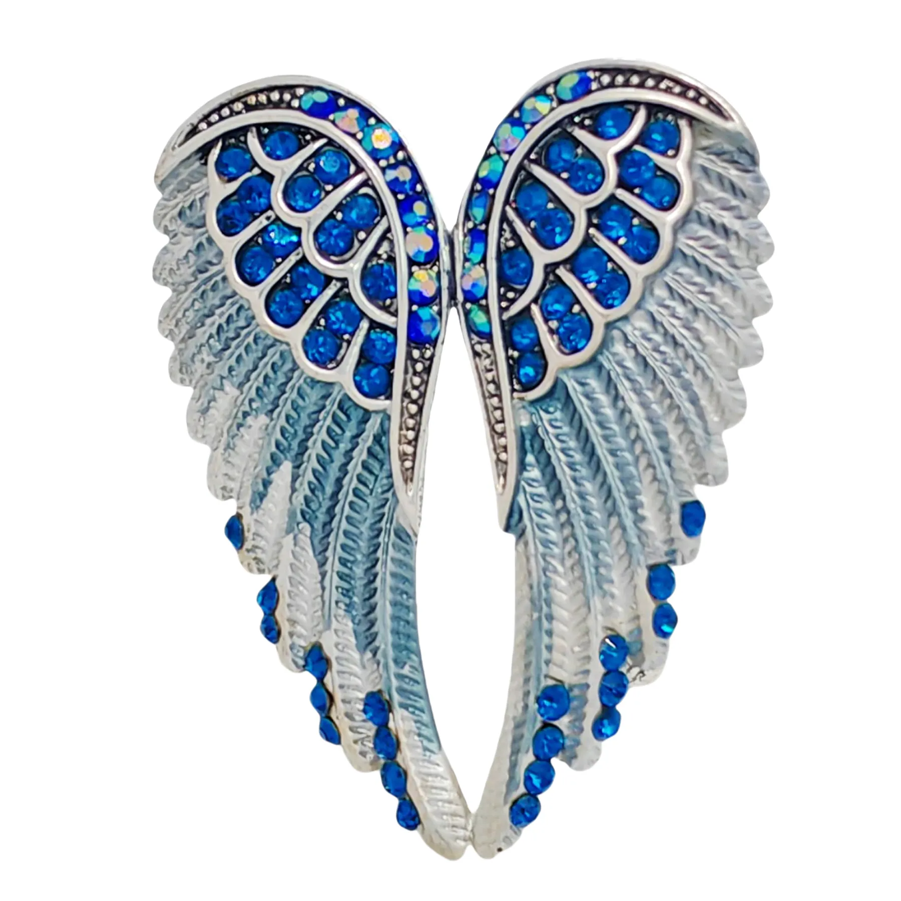 Jewelblings Gothic Vintage AB Crystal Accent Enameled Metallic Blue Angel Wing Brooches Pins Art Nouveau Women Coat Gift Wrap Wing Jewelry