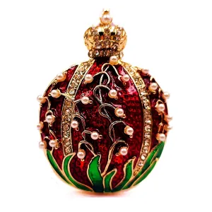Jewelblings Vintage Crown Top Pearl Red Green Enamel Easter Egg Brooches Pins Metropolitan Church Festival Jewelry