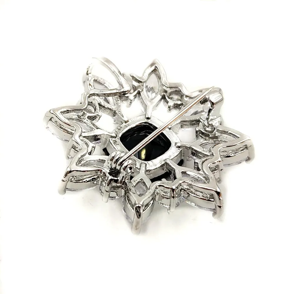Jewelblings Wonderful Opens Marquise Shaped CZ Cluster Black Stone Art Deco Brooches Pins for Women Headband Fur Business Suit Dinner Dress