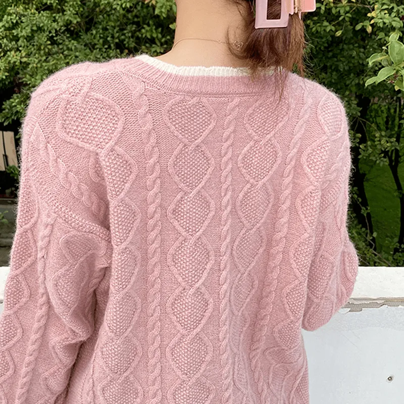 Kawaii Sweet Floral Contrast Color Cardigans