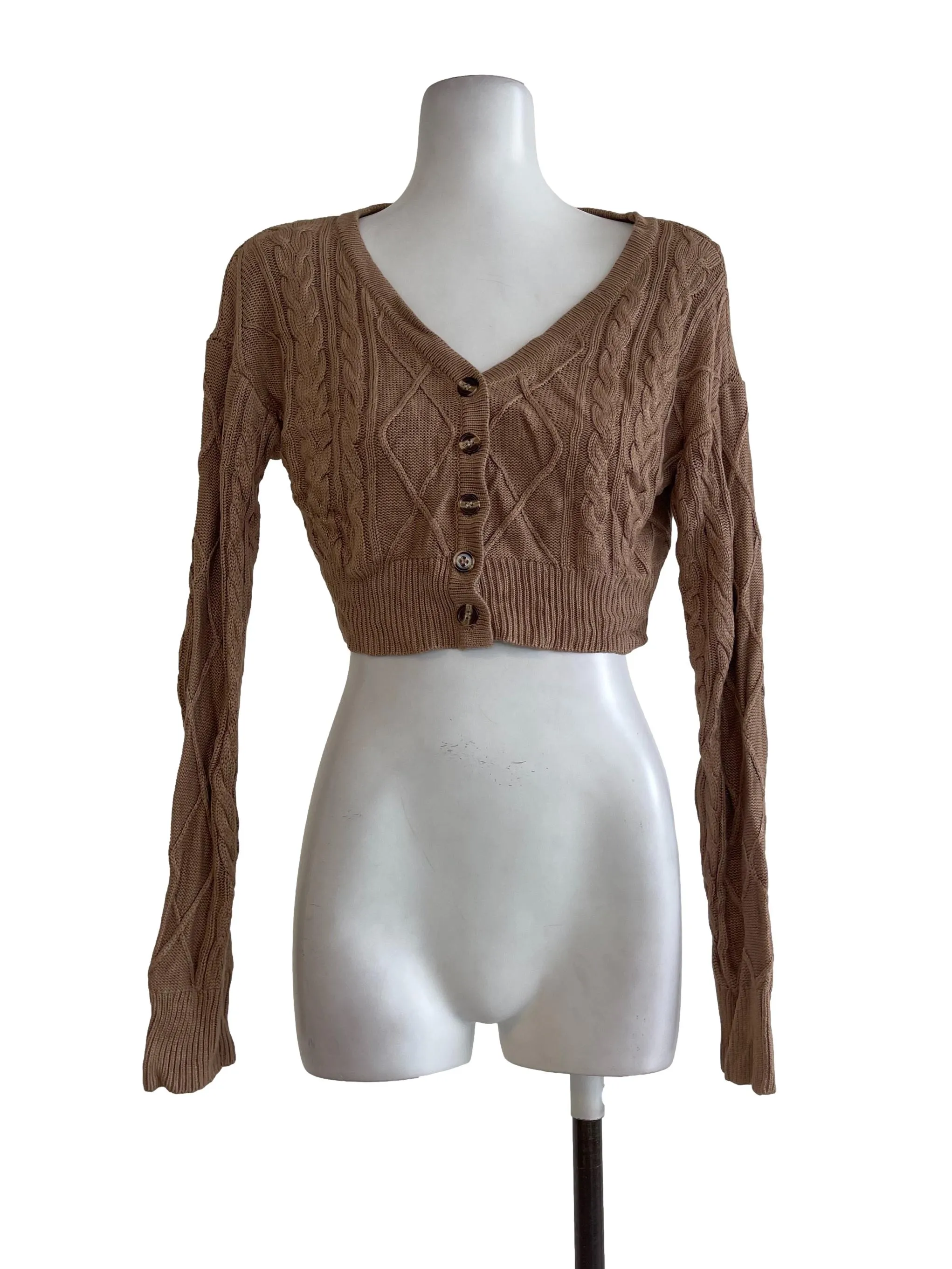 Khaki Knitted Mini Cardigan