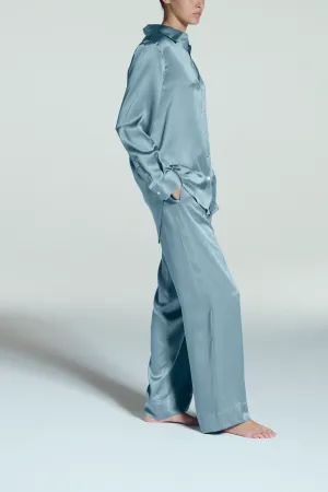 London Pyjama Bottom Dust Blue Silk