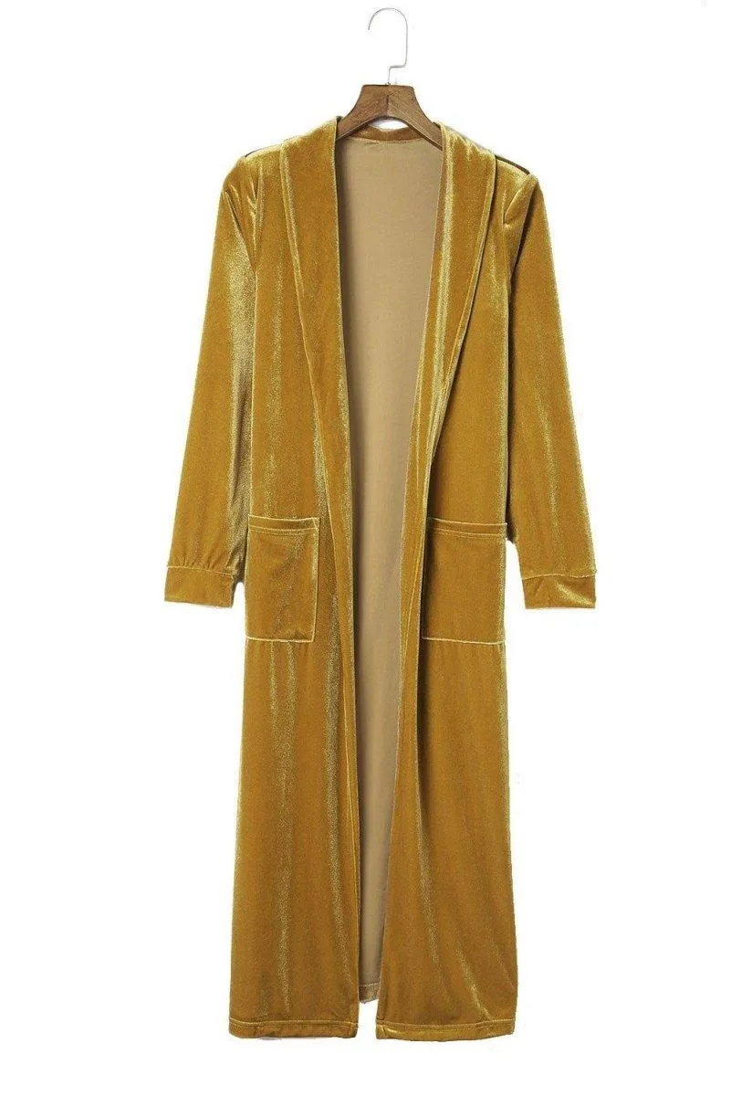 Long Velvet Open Duster