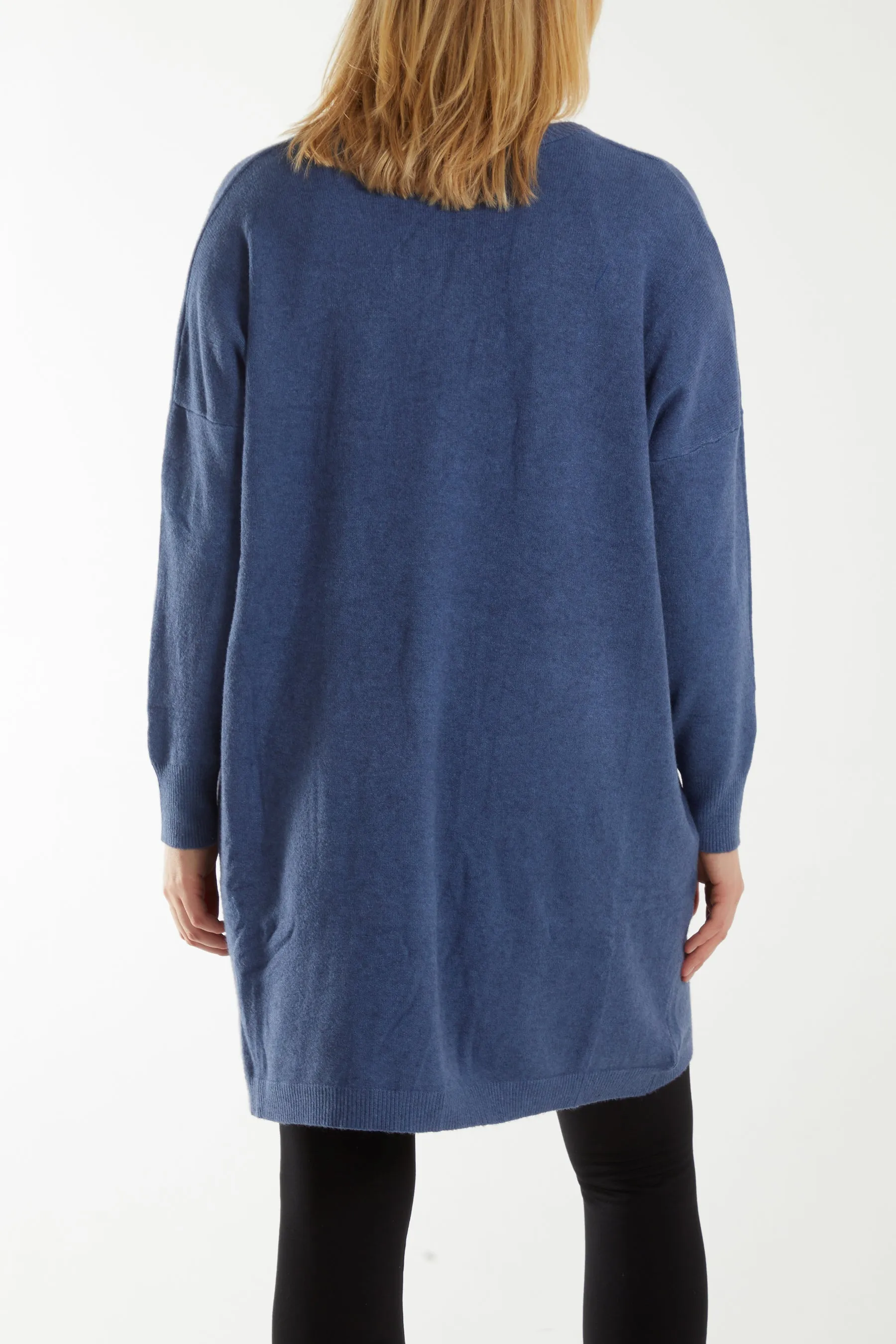 Longline Tortoiseshell Button Pocket Cardigan