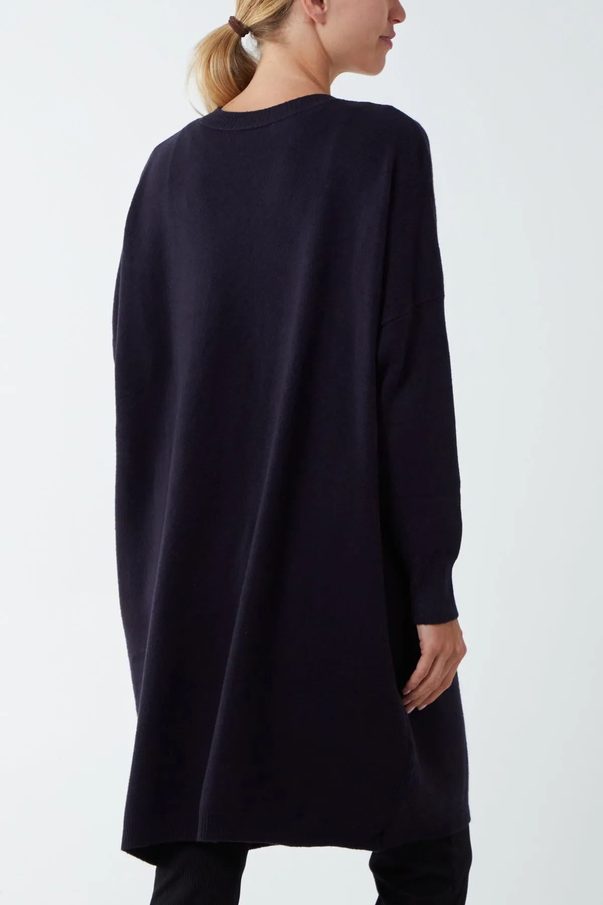 Longline Tortoiseshell Button Pocket Cardigan