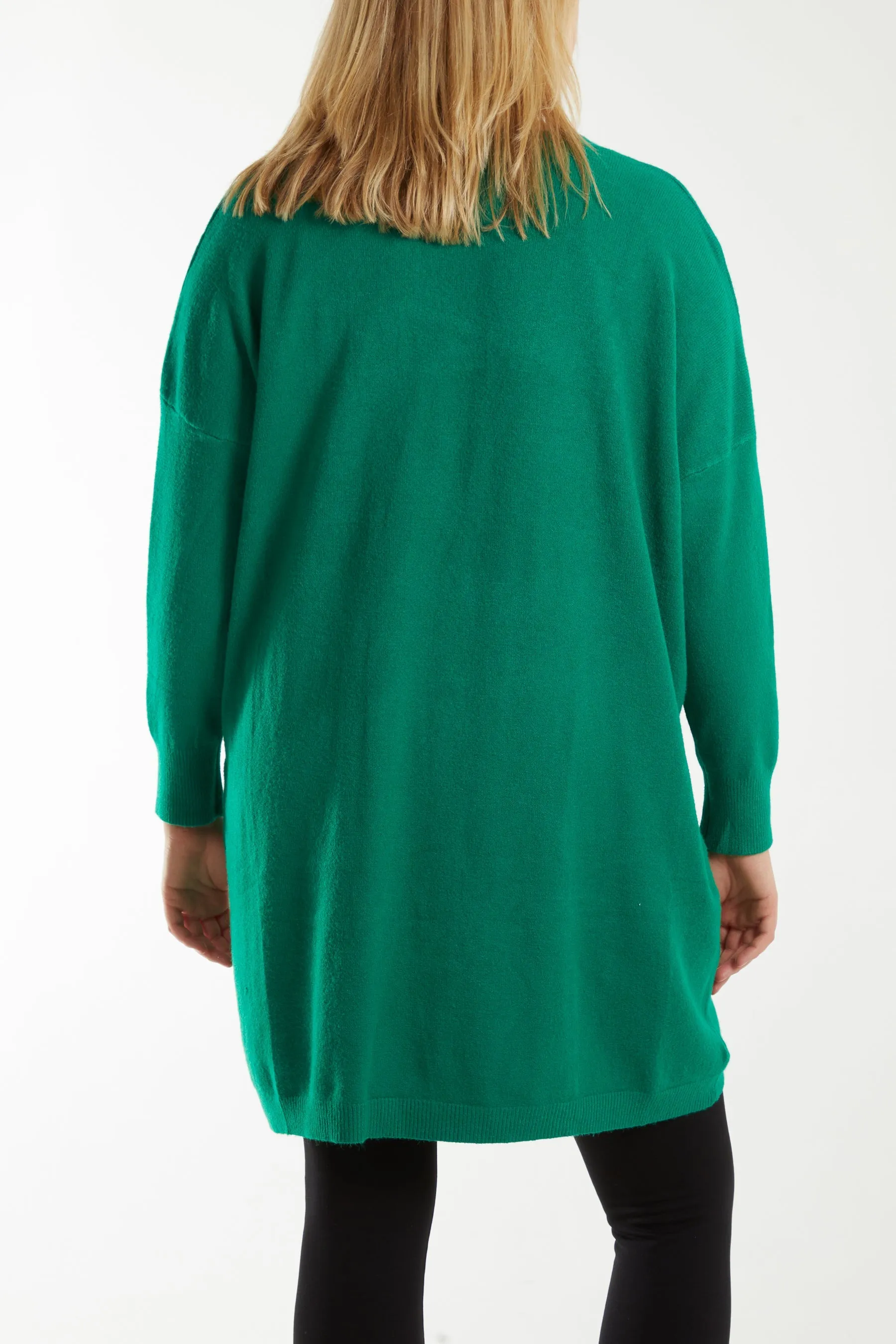 Longline Tortoiseshell Button Pocket Cardigan