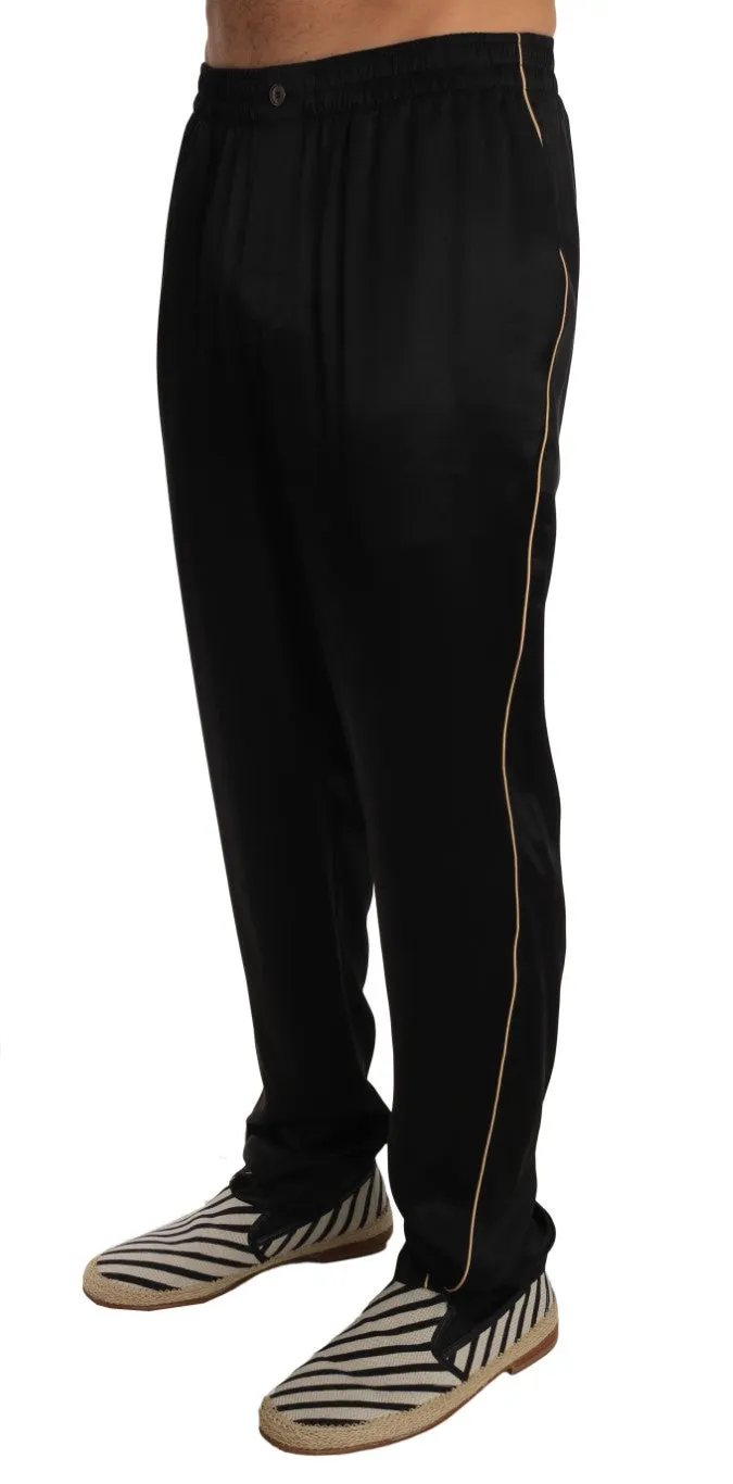 Lounge Solid Black Silk Sleepwear Pajama Pants