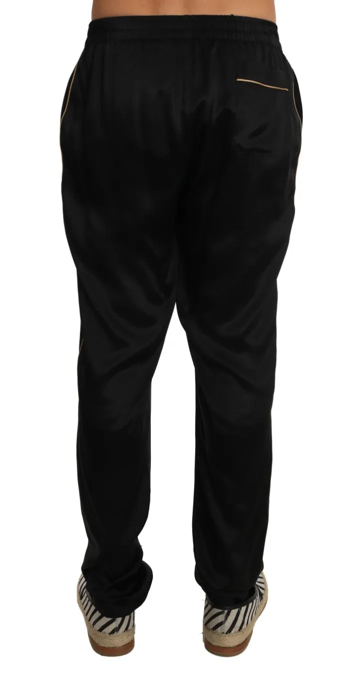 Lounge Solid Black Silk Sleepwear Pajama Pants