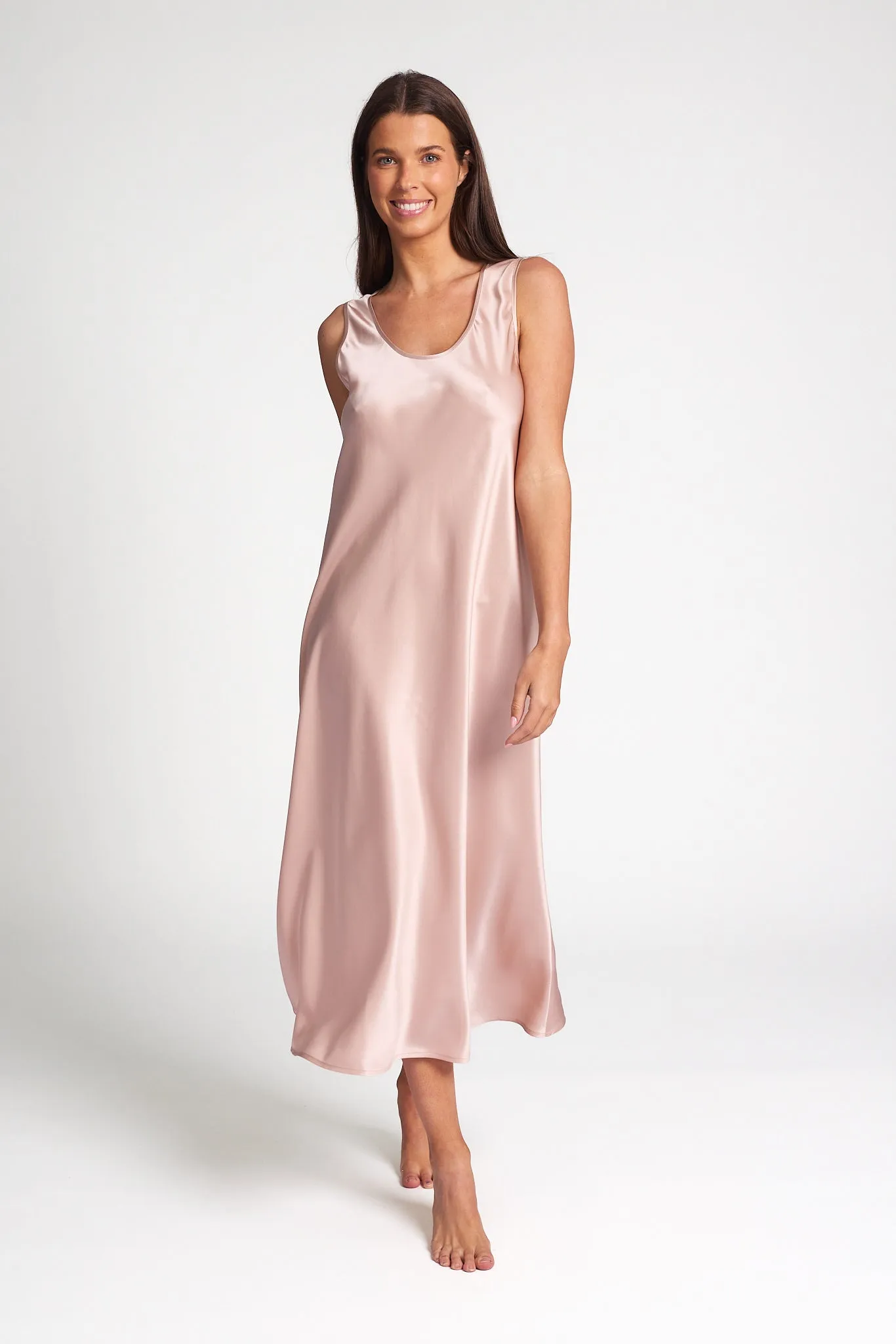 Love & Lustre Mono Silk Long Nightdress - Dusk Pink