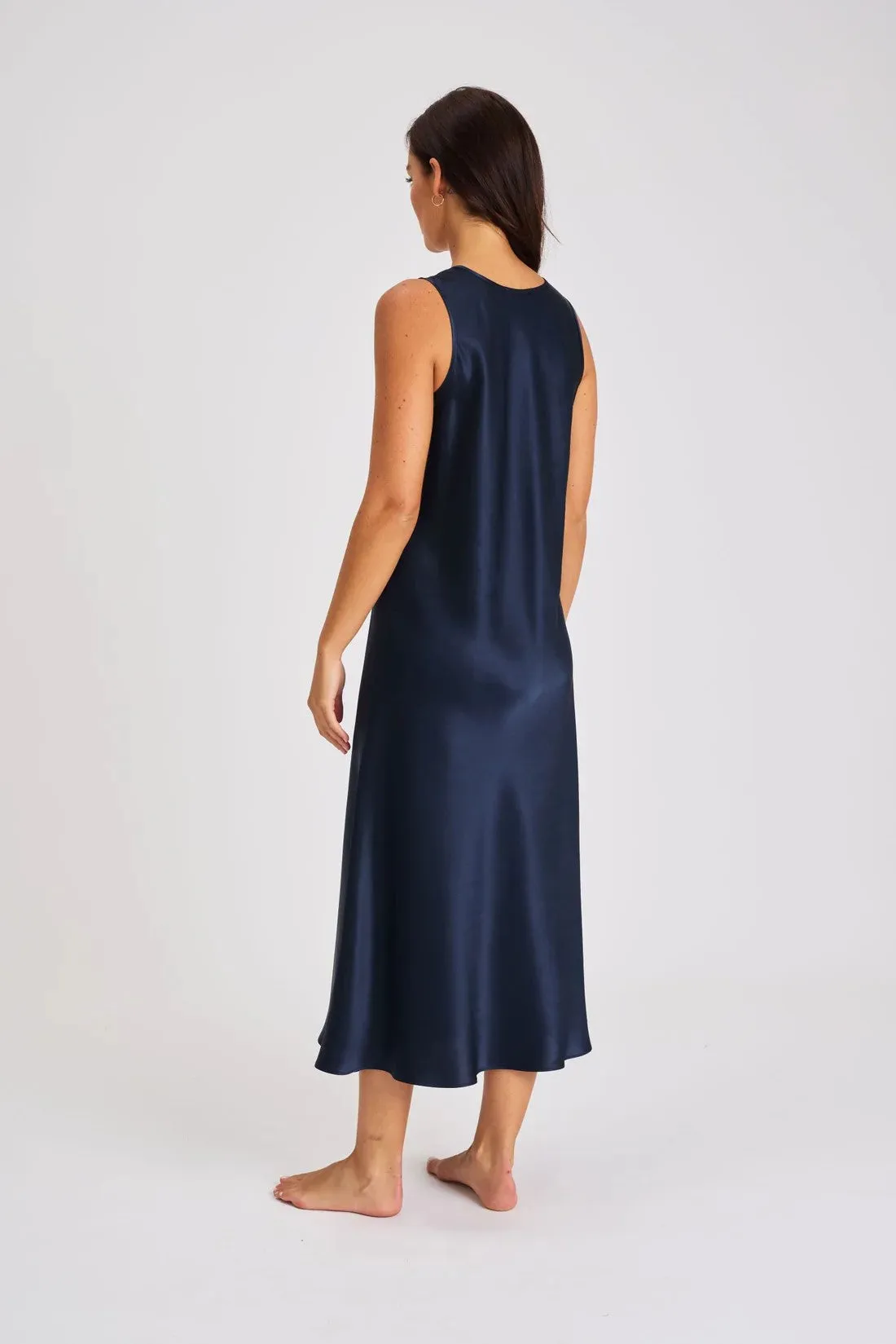 Love & Lustre Mono Silk Long Nightdress - Navy