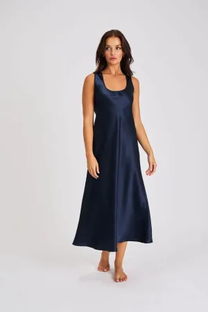 Love & Lustre Mono Silk Long Nightdress - Navy