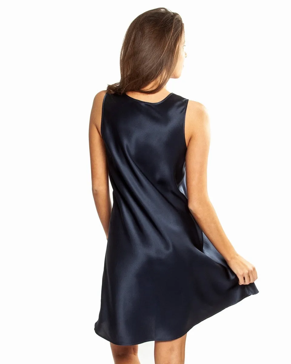 Love & Lustre Mono Silk Short Nightdress - Navy