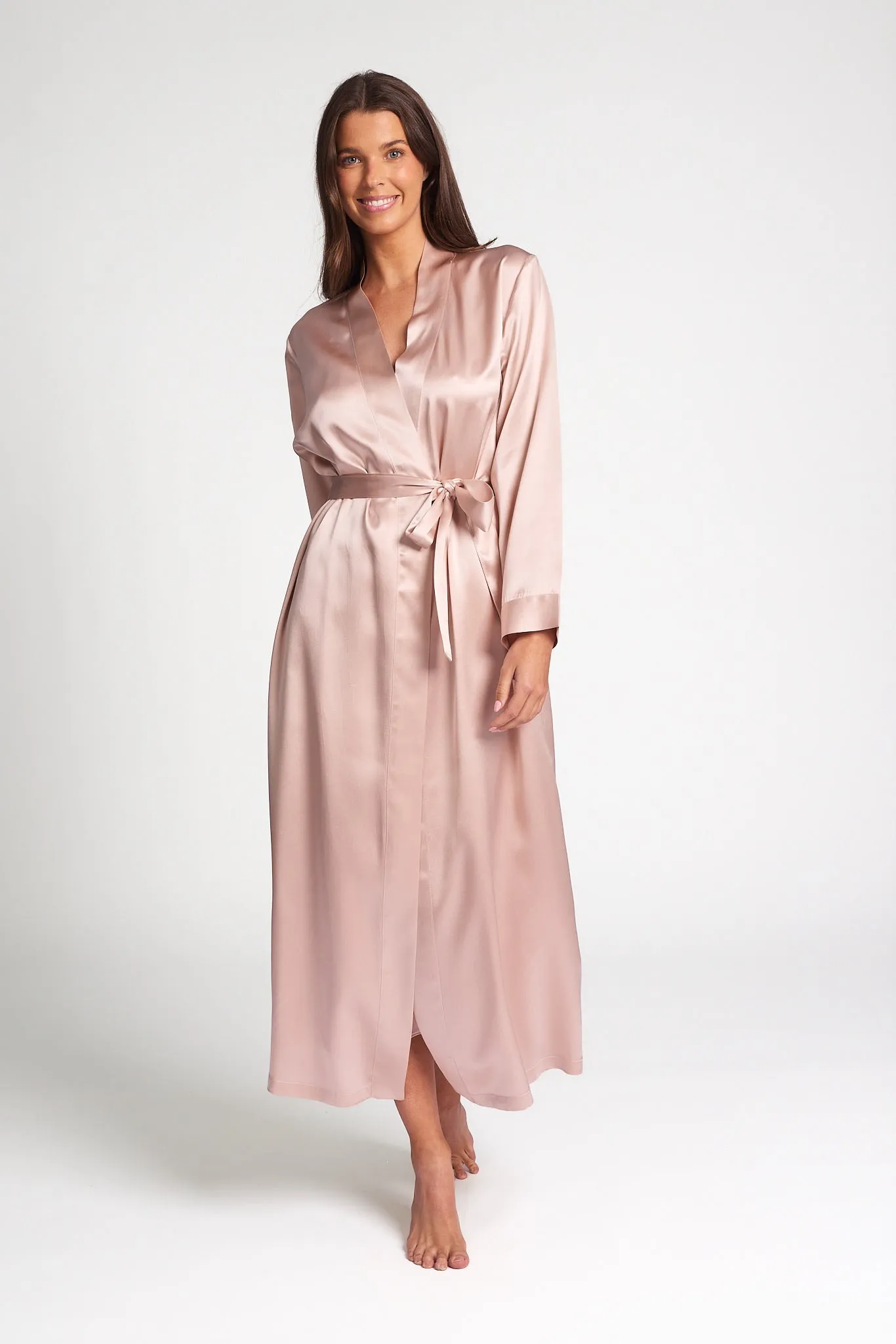 Love & Lustre Silk Long Robe - Dusk Pink