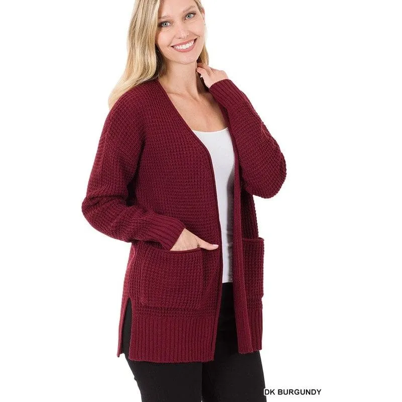 Low Gauge Waffle Open Cardigan Sweater