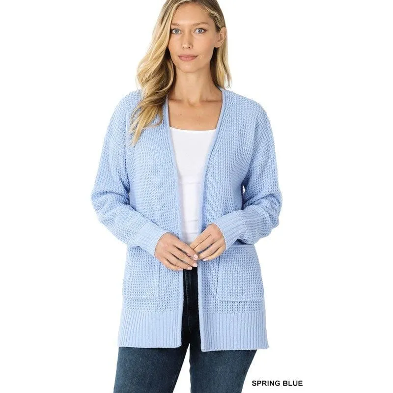 Low Gauge Waffle Open Cardigan Sweater