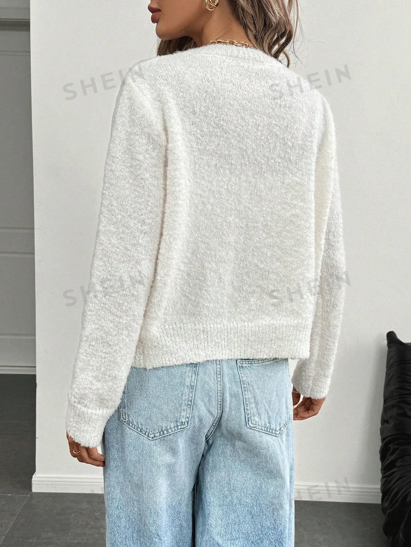 LUNE Elegant Short Cardigan Sweater For Women, Made Of Circular Mesh Fabric