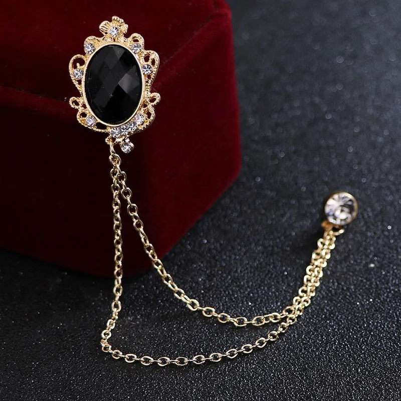 MAN SUIT SHIRT COLLAR TASSEL CHAIN LAPEL PIN BROOCH THE WOLF BADGE RETRO PINS WEDDING DRESS PARTY DANCE NECKWARE ACCESSORIES