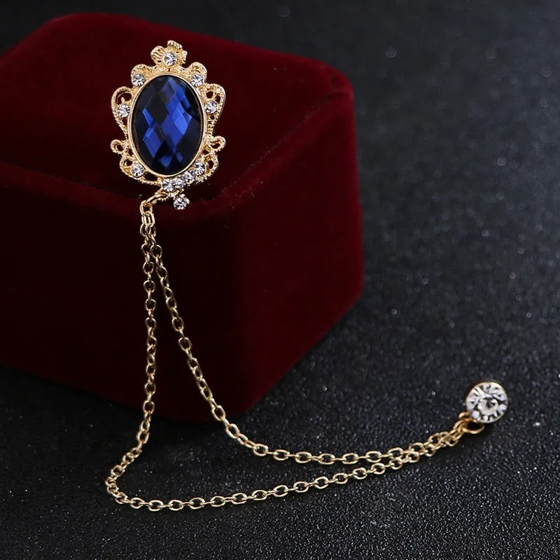 MAN SUIT SHIRT COLLAR TASSEL CHAIN LAPEL PIN BROOCH THE WOLF BADGE RETRO PINS WEDDING DRESS PARTY DANCE NECKWARE ACCESSORIES