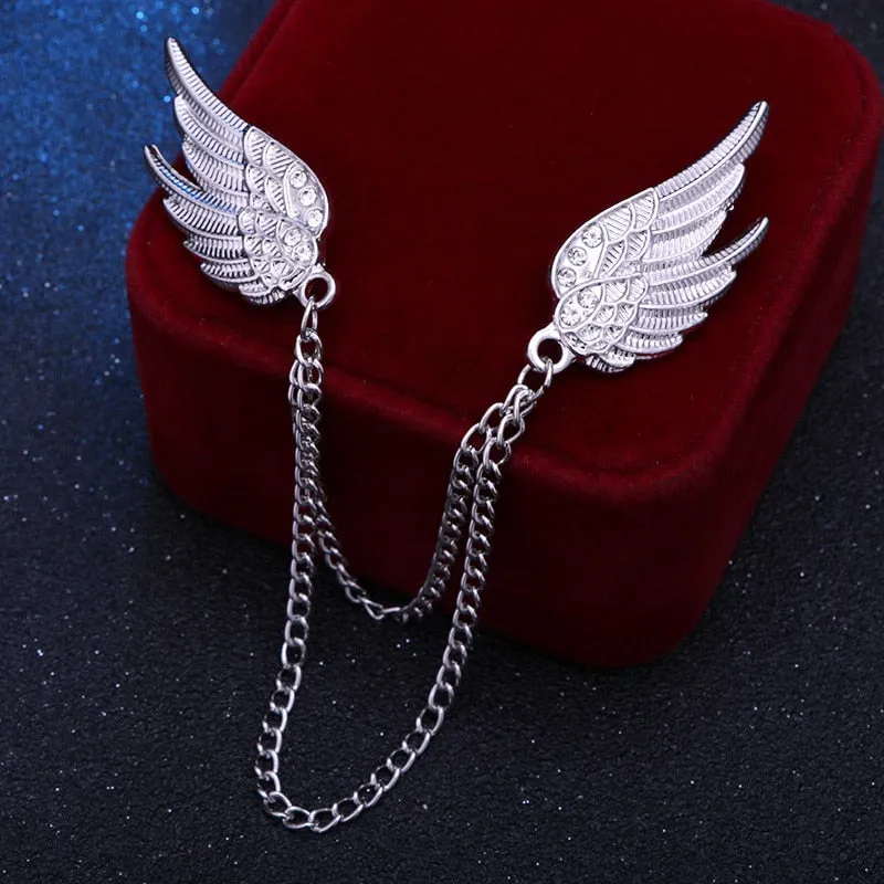 MAN SUIT SHIRT COLLAR TASSEL CHAIN LAPEL PIN BROOCH THE WOLF BADGE RETRO PINS WEDDING DRESS PARTY DANCE NECKWARE ACCESSORIES
