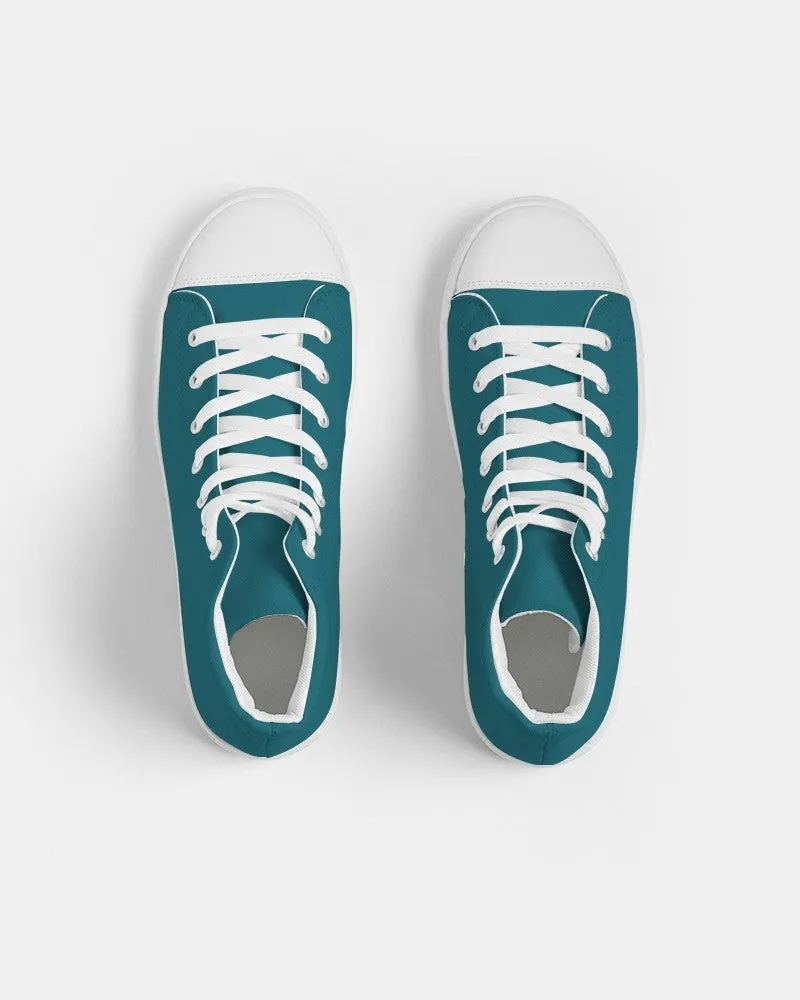Medium Dark Warm Cyan Women's High-top Canvas Sneakers | Women's | Medium Dark Pure Warm Cyan | C100M0Y25K60